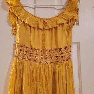 Miss Avenue Embroidered Ruffle Maxi Dress Yellow